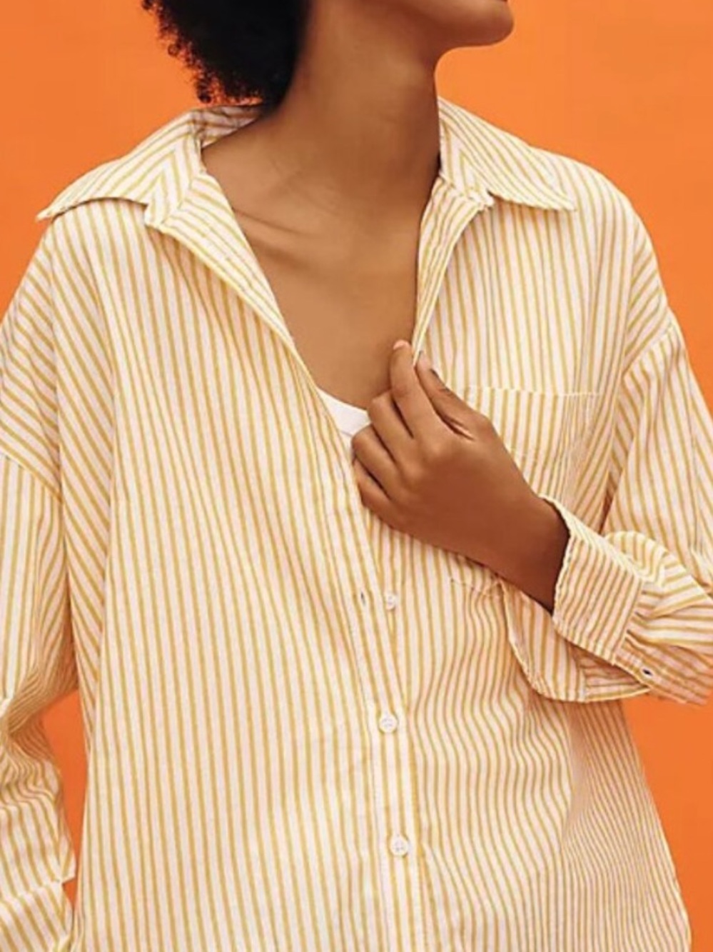 Anthropologie Bennett Striped Yellow and White Button-Down Shirt